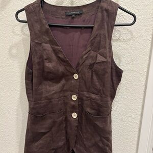 Olivaceous Brown Linen Vest